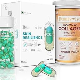 Advanced Marine Collagen Powder,Hyaluronic Acid, Glutathione & Biotin - 250 Grams I Ceramides, Astaxanthin, Omega-3,Goji Berry -60 Capsules I Combo I (Collagen Mango + Ceramides)-83