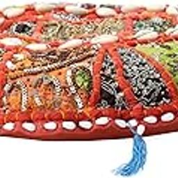 INDIGENOUS Eye-catching Cotton Embellished Khamadiya Patch Work Pouffes-image-35