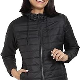 Women's Solid Relaxed Fit Full Sleeve Hooded Nylon Plus Size Puffer Jacket-picture-27