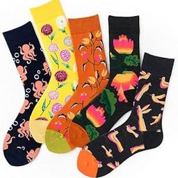 Quirky Socks for Adults – 4 Pairs Cotton Funny Printed Crew Length (Colors and designs as per availability)-image-66