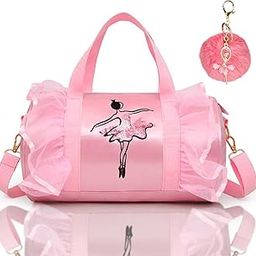 KingBig New in 2022 Cute Backpack Ballet Bag Kits Tutu Dress Dance Bag, Girls Personalized Waterproof Bag Ballerina Duffle Bag with Key Chain Cute Plush hanging Pink ball(Pink)-image-70
