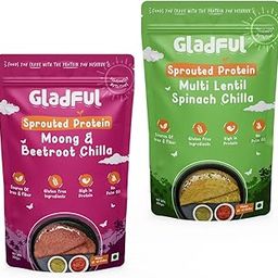 Gladful Sprouted Lentils & Millets Instant Chilla Dosa Mix, Natural Healthy Protein & Fiber-Rich Breakfast No Maida, No Palm Oil, Low GI, High Fiber 200 gram (Pack Of 2, Beetroot & Spinach)-image-24