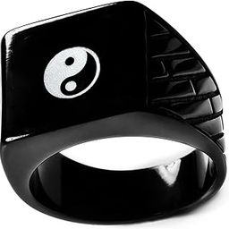 Stainless Steel Hercules Spiritual Black Ring | Ring for Men and Boys | Sacred Om, Holy Cross,Yin Yang Waterproof, Anti-tarnish, Rust-free, Skin-friendly | Rings for Men-image-40