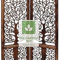 THE CARVING HUT Wooden Partition | Wall Screen| Room Divider| Partition for Living Room | Partition Curtains for Hall| Foldable Partition- 2 Panel-image-31