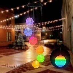 WHISKET - Solar Wind Chimes Color Changing Lights Outdoor, Best Gifts for Mom Grandma Women Wife Aunt Sister, Unique Mobile Wind Chime, Garden Yard Decor (1)-image-40