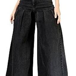 Black Washed Pleated Flared Jeans-image-45