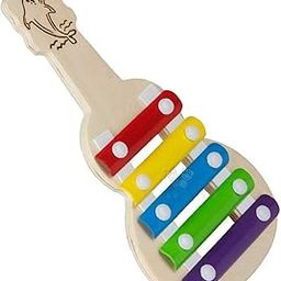 Trinkets & More - Xylophone Guitar Wooden (5 Nodes) | Kids First Musical Sound Instrument Toy | Babies Toddlers 6 Months + (Small Guitar Xylo).-picture-27