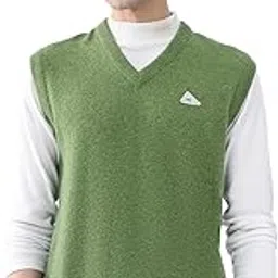 monte carlo Men Regular Fit V Neck Solid Pull On Closure Sleeveless Sweater | Warm Layering Vest | Casual Winter Knitwear | Stylish Sleeveless Sweater | Winter Sweater for Men's Green 3XL (Pack of-1)-picture-31