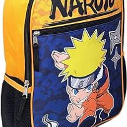 Naruto 16" Backpack with 1 front pocket, Orange, Large, Backpack-image-64