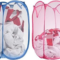 Kuber Industries Laundry Basket | Net Foldable Laundry | Nylon Storage Basket with Handle | Clothes Basket for Home | Hostel | Toy Storage | 30 Liter | Pack of 2 | Multicolor-21