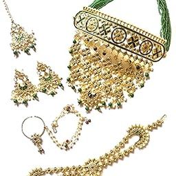 Necklace, Earring, Maang Tikka & Nose Ring Set Jewellery Set_703-image-119