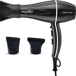 Ikonic Pro 2100+ Hair Dryer 2000W, Black, 3 heat and 2 speed settings, Cool Shot, Low Noise Function Interchangeable Nozzles, Professional Styling, For Women and Men, All Hair Type-51