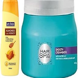 Un-box Professional Almonds with Honey Deep Moisturising Body Lotion, 100ml With *Hair Spa Smooth Hair Creambath 490g*-16