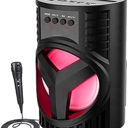 AADY Wireless Bluetooth OK-2201 Speaker with Wired Mic, Party Speaker with USB Port Support, FM, Memory Card Slot, AUX Input, On/Off Button & Charging Port (Black)-10