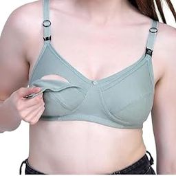 Nursing Bra with Adjustable Straps, Sage Green and Blue, Cotton Comfort (in, Numeric, 34, B, 34, Standard, Sage Green, Blue)-image-67