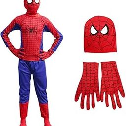 MAIHAR FANCY DRESSES Superhero Dress for boys Kids Set of 4 (Top, Bottom, Mask, Gloves) Red and Blue Costume-image-27