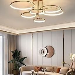 blissbells Modern LED Ring Chandelier for Dining Living Room, 6 Lights, Gold Body, Warm White, Pack of 1-image-70