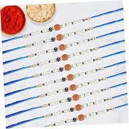 Rudraksh Rakhi Set of 12 - Rudraksha Rakhi for Brother with Roli Chawal - Religious Rakhi - Beads Rakhis for Raksha Bandhan-image-26