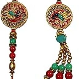 Multicolor Peacock Bhai Bhabhi Rakhi Set for Rakshabandhan | Handcrafted Traditional Lumba Rakhi Combo for Brother & Sister-in-Law with Roli Chawal Pack-image-15