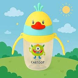 KIDS BASIC Premium Sipper Cup with Handles | BPA Free & Leak Proof | Sipper with Soft Silicone Straw (Yellow & Blue)-image-35