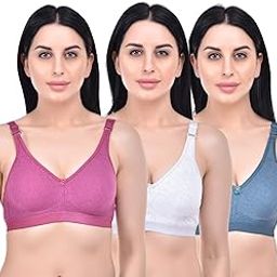 3 Hook Cotton Big Lactic Women's Bra - Pack of 3-picture-26
