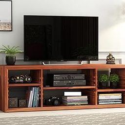 Peedha Studios Solid Sheesham Wood TV Unit for Bedroom with 6 Adjustable Shelves - Stylish Storage Solution | Wooden TV Unit for Living Room Accommodates up to 60-inch TV (Chappel,Honey)-image-99