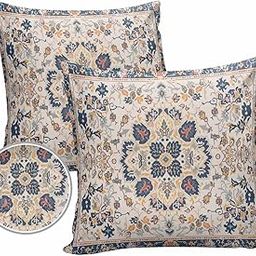 Beige Ethnic Boho Outdoor Pillow Cover 18x18 Inch Cushion Sham Case,Waterproof Decorative Square Throw Pillowcase for Outside Garden Patio Couch Chair Tent Oriental Bohemian Antique Tribal Floral-image-50