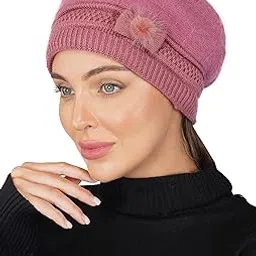 isweven Winter Cap for Women | Soft Warm Snow Proof Beanie Cap | Woolen Knit Beanie Hat for Women's & Girl's (WC4124, Free Size)-picture-0