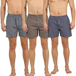 Men's Checked Pure Compact Cotton Boxer Shorts Pack of 3 | Elasticated Waistband | Back Pocket | Regular Fit | Mens Boxers-2