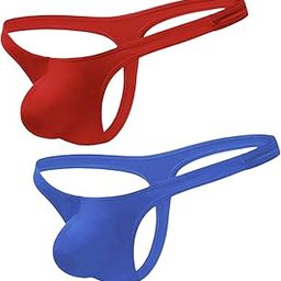Polyester Blend Men's Combo of Mid Rise Full Coverage Running Brief Thong, One Size Fits S-M-L, Red-Blue, 2 Pcs Combo-picture-18