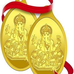 24k (999.9) 2 Gram Ganesha Yellow Gold Coin cum Pendant (Combo of 2)-5