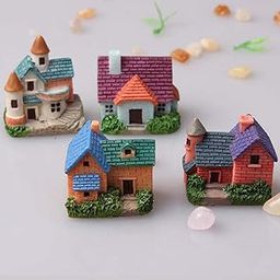 Ascension Pack of 4 Miniature Toy Huts/Houses/Cottages for Dollhouse Decor Fairy Garden House Cute Miniatures Garden Decoration Gifts for Kids-image-94
