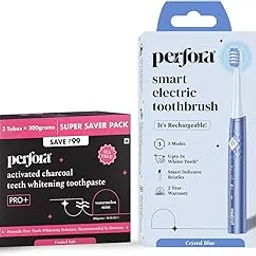 Perfora Rechargeable Electric Toothbrush For Men, Women & Kids & Charcoal Toothpaste (Pack Of 3 Prekitted) - Combo| 3 Brush Heads | 2 Year Warranty | Enamel Safe Teeth Whitening Toothpaste-picture-22