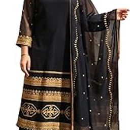 indo era Women's Georgette Ethnic Motifs Embroidered Straight Calf Length Kurta with Palazzos & Dupatta Set (IEAI10639)-picture-19