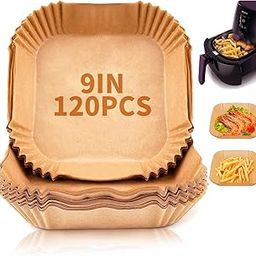 Air Fryer Paper Liners, 120Pcs Parchment Sheets for Microwave, Non-Stick Disposable Food Basket Baking Liners Free of Bleach (Square 9Inch)-image-71