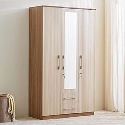 Home Centre Three Door Samuel Wardrobe - Brown-11