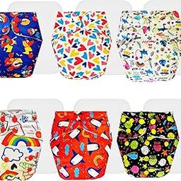 Dumbledo Premium Cloth Diaper with Cotton Insert (Pack of 6) | Dry Feel and Comfortable | Breathable | Adjustable Snaps | Everyday Diapering Essential | 3 Months – 3 Years | Unisex Baby-image-85