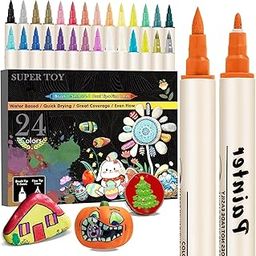 SUPER TOY 24 Water Color Shades Dual Tip Brush Marker Sketch Pen Set for Kids Adult Coloring Drawing Planner Art Craft Supplies Twin Tip Art Markers Set Educational School Supplies-image-50