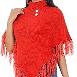 Women Winter Ponchu red | Woolen Poncho for Women | Designer Ponchu for Women During Winter | Winter Shrugs | Winter top | Winter wear red | Women Winter Coat (red)-image-79