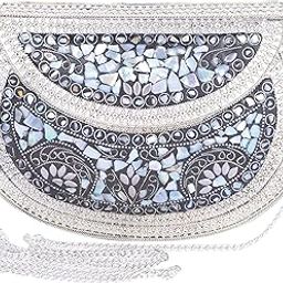 Handmade Metal bag Mosaic Silver Latest Shoulder Bag Clutch for girls and women-image-45