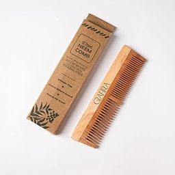 Kacchi Neem Wooden Comb, Soaked In 17 Herbs Neem & Sesame Oil For Multi-Actions - Detangling, Frizz Control & Shine,Suited For All Hair Types (Dual Tooth) (pack of 1)-image-88