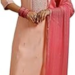 Peach Silk Blend Yoke Design Kurta Sets for Women-image-18