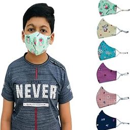 NewBR 3 Layer Kids Face Mask With Adjustor – Reusable & washable Cotton Kids Mask For 3-7 Years Old Boys & Girls – Designer Mask For Children (PACK OF 3 OR 6) (6)-16