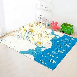 StarAndDaisy Play Mat for Babies, Infants & Toddlers/Baby Mats for Floor with Double Sided Water Proof/Baby Play Mat for Kids Reversible & Foldable Design,Multicolor,1 Count-31