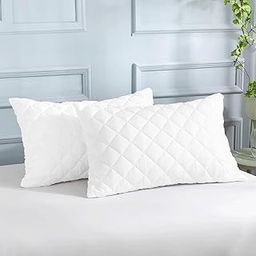 LINENWALAS 100% Bamboo Quilted Pillow Cover - Set of 2 | Ultra-Soft, Cooling & Breathable | Skin & Hair Friendly | Hidden Zipper Closure | Sweat-Absorbent & Hypoallergenic (18x28 Inches, White)-image-6