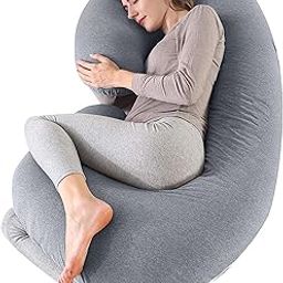 CareFoam Pregnancy Pillows for Sleeping C-Shape Full Body Pillow and Maternity Support - for Back, Hips, Legs, Belly for Pregnant Women with Removable Washable Grey Velvet Cover (Dark Grey, C - Shape)-16