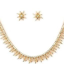 Full White American Diamond Micro Gold-Plated Necklace and Earring Set for Women & Girls-image-35