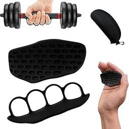 Weight Lifting Gym Grips Fingerless Workout Grips - Ergonomic Rubber Hand Protector Gloves for Weight Lifting, Pull-Ups, Gym Training and Exercise, for men and women (Black)-image-80