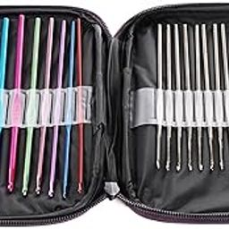 GBSTORE 22 Pcs Mixed Aluminum Handle Crochet Hooks Knitting Knit Needles Weave Yarn Set-17