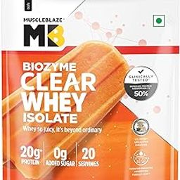 MuscleBlaze Biozyme Clear Whey Protein Isolate | 20g Protein, 92 Calories, Zero Added Sugar (Icy Orange Flavour, 20 Servings)-15